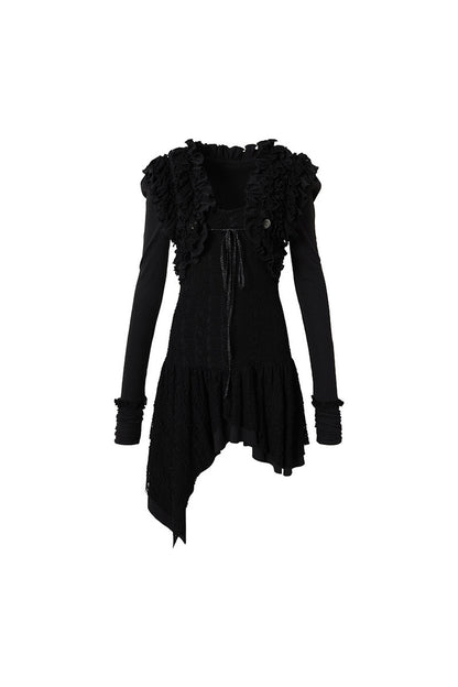 Punk Print Layered-Look Ruffle Irregular Dress