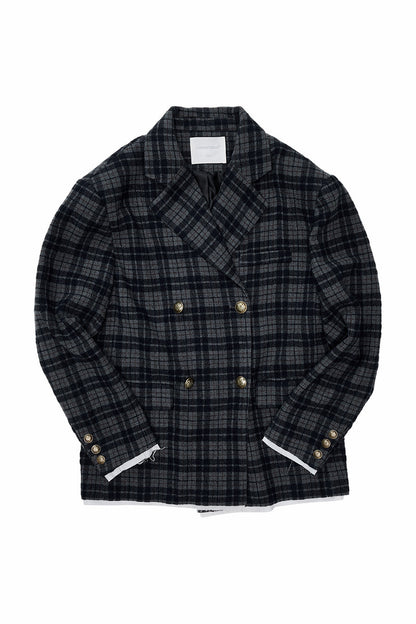 Plaid Wool Double Breasted Coat