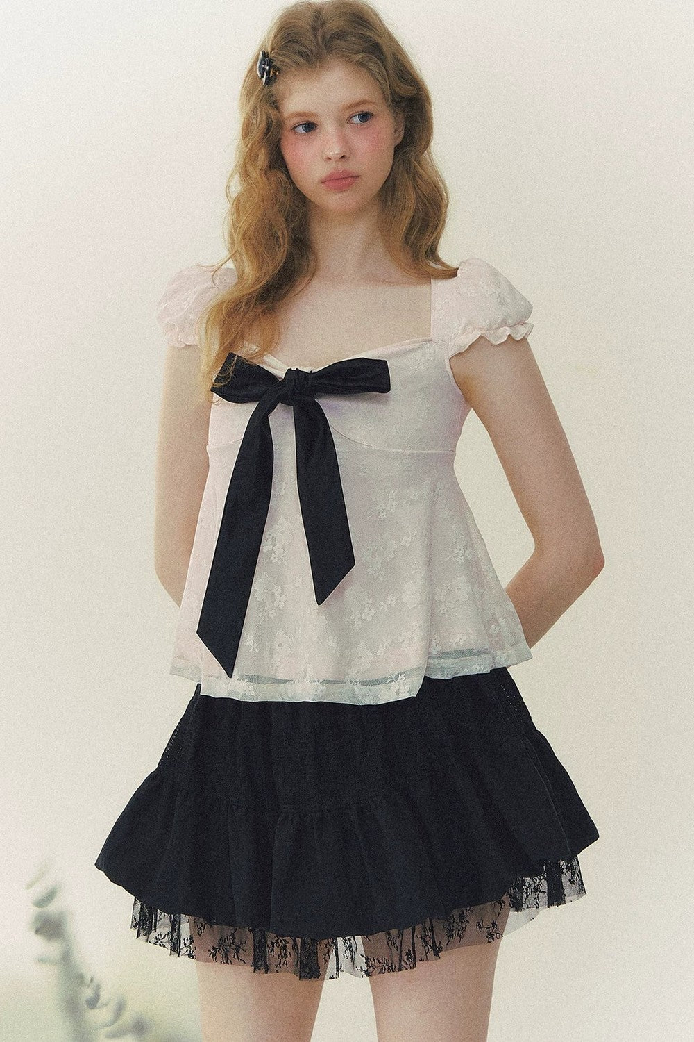 Summer Square Neck Bow Blouse