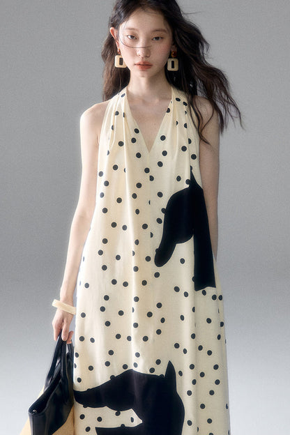 Polka Dot Bird Halter Dress