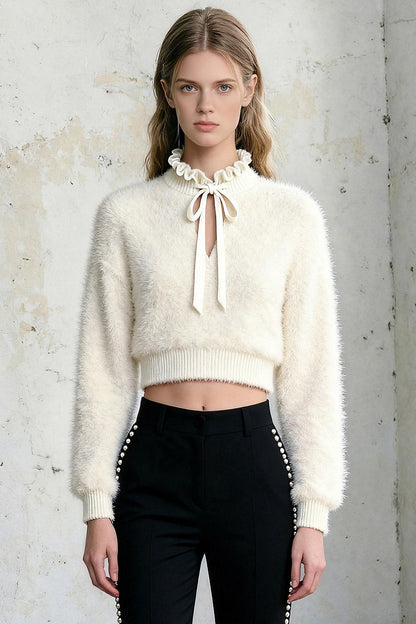 Pearl Lantern Sleeve Sweater and Pants Set-Up