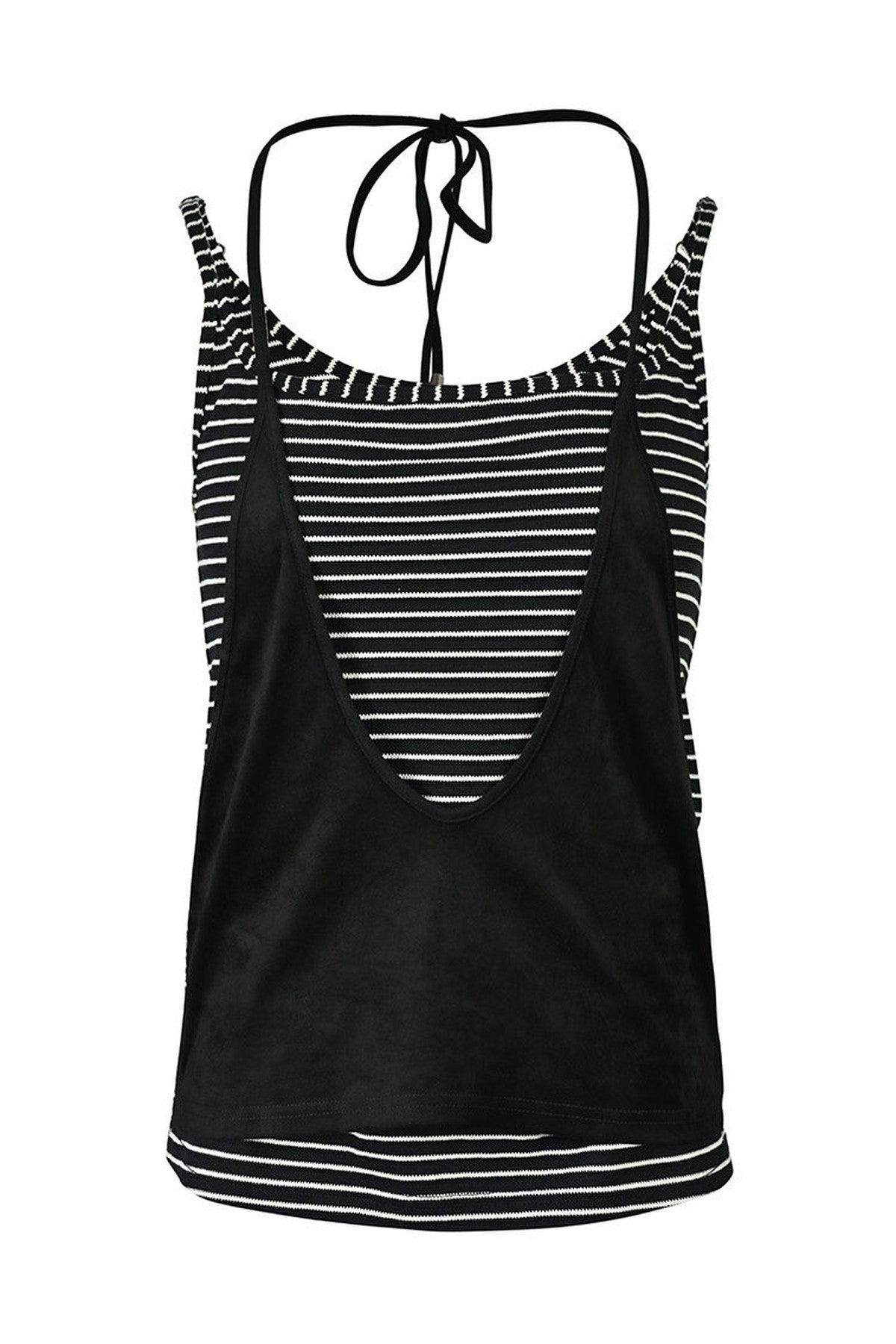 Striped Patchwork Halter Tank Top