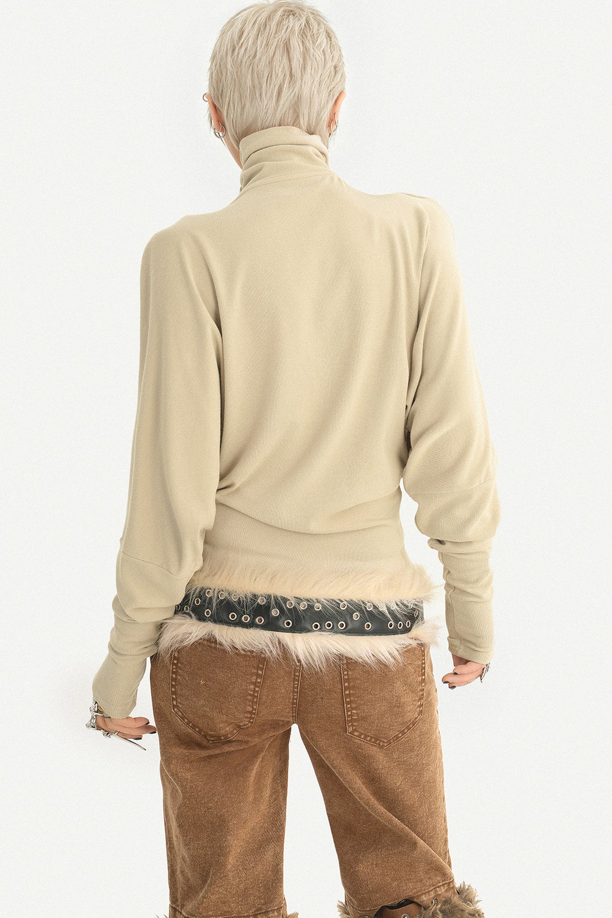 高領字母印花Long sleeveT恤