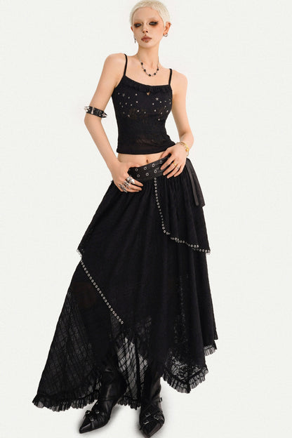 Star Embellished Camisole Cardigan And Long Skirt Set-Up