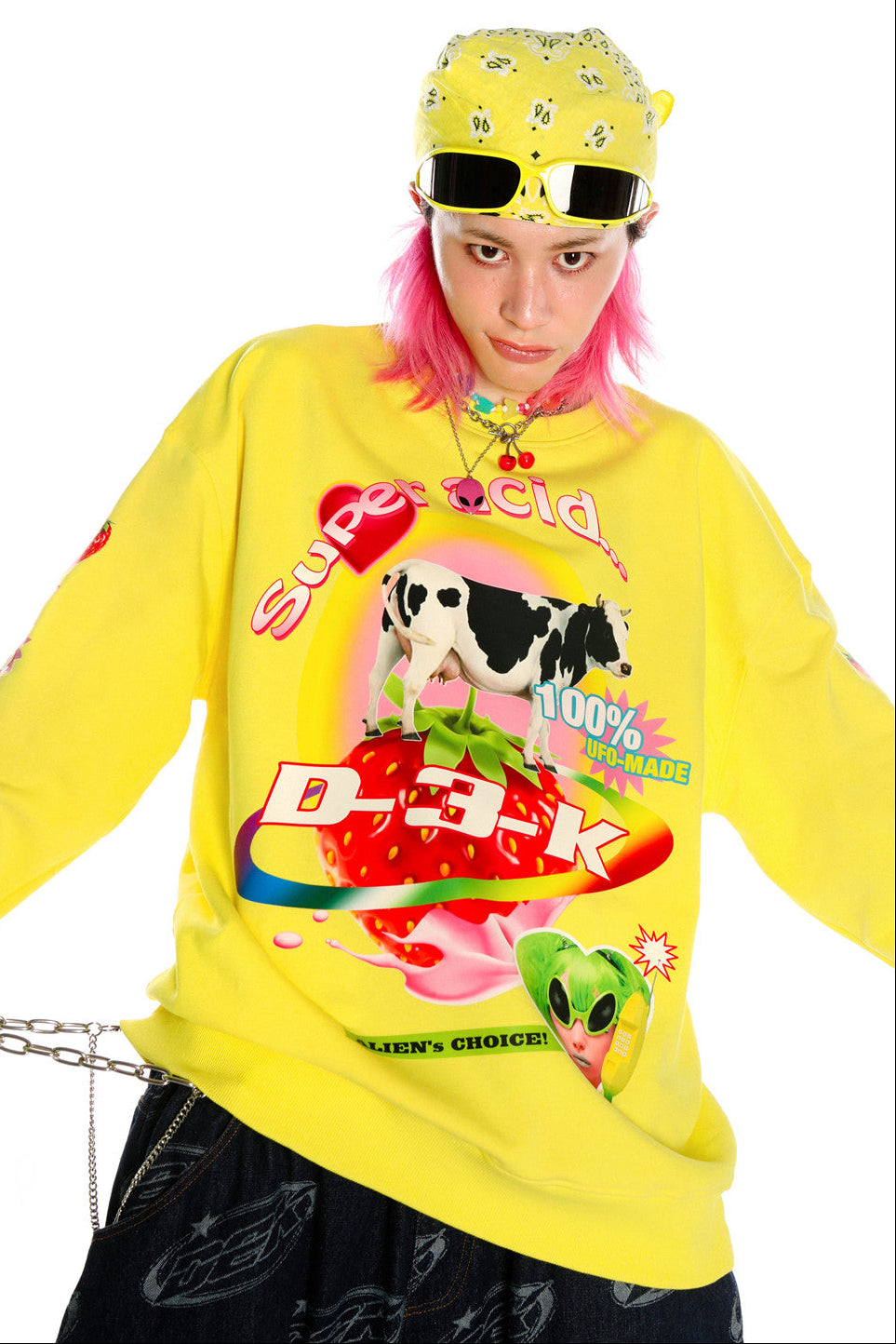 Felpa Y2K retrò americana giallo limone