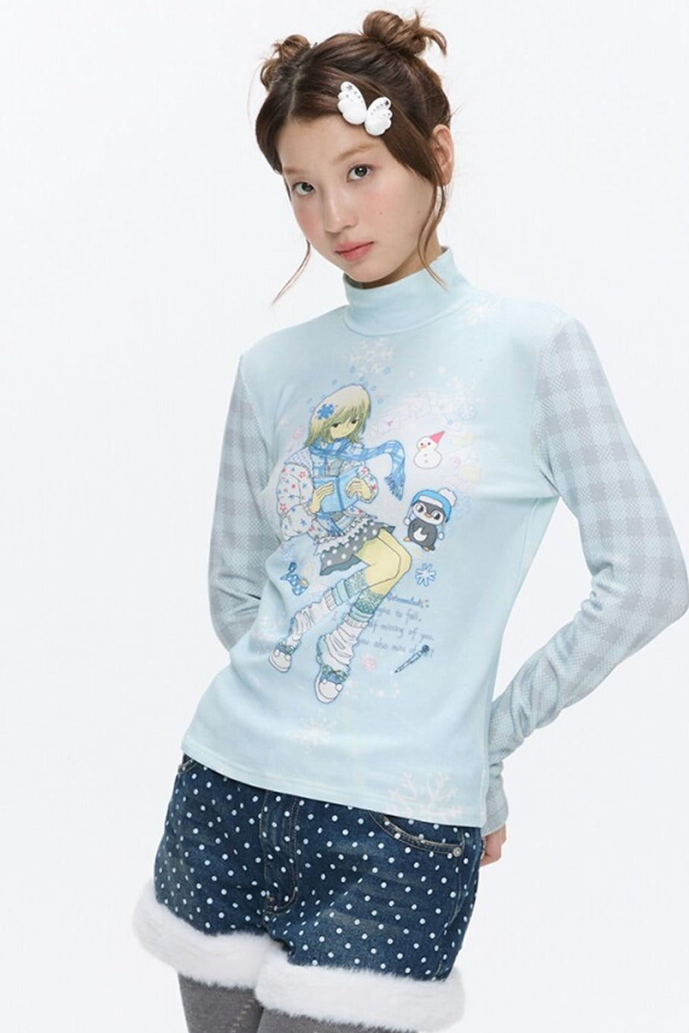 Octopus Grass Half-Turtleneck Top