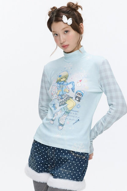 Octopus Grass Half-Turtleneck Top