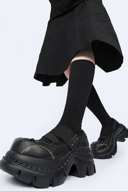 Dark Design Platform Height-Increasing Mary Jane Shoes