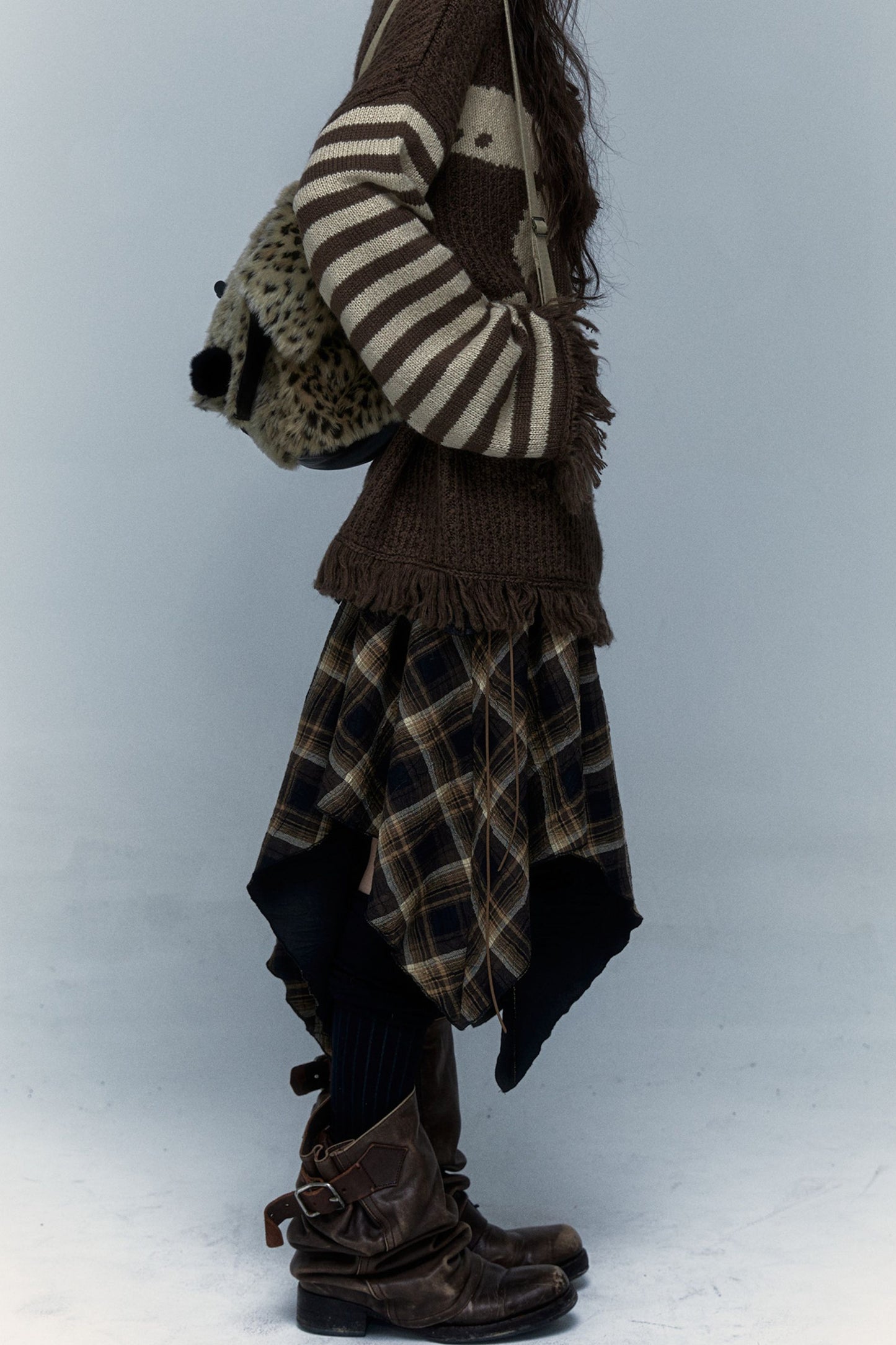 Skull Rabbit Hooded Knit Blouse