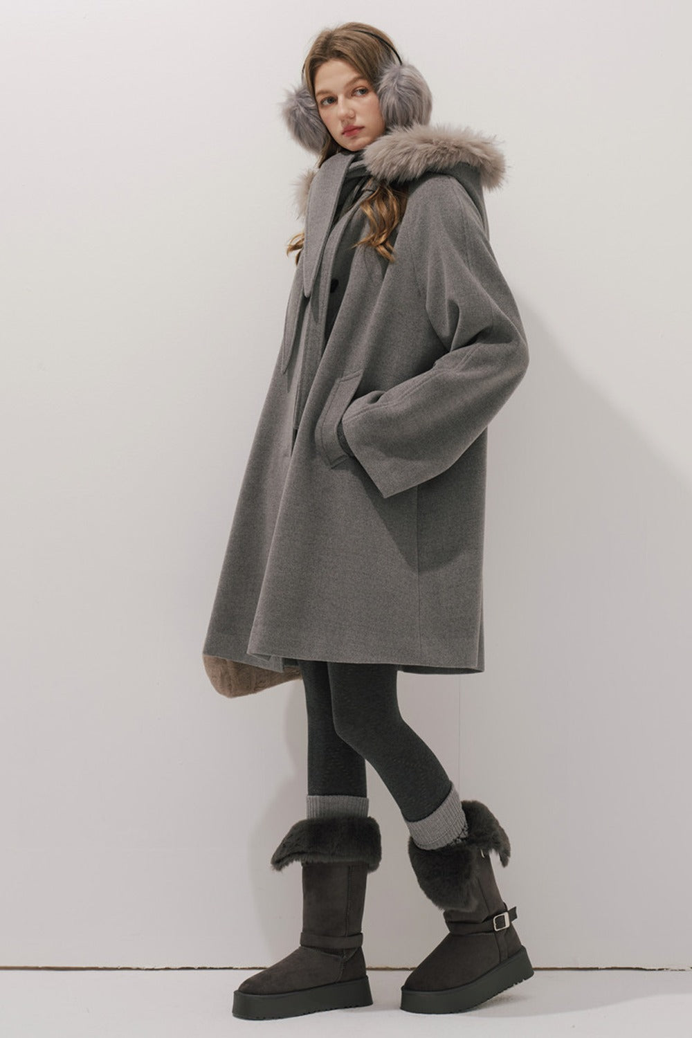 Fur Collar Wool Coat
