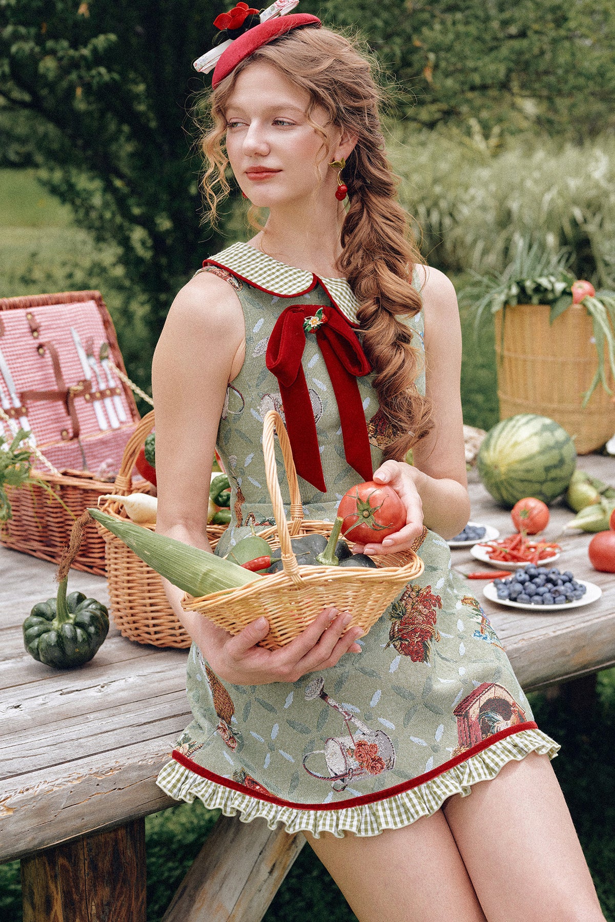 Berry Basket Floral Bra And Short Dress Set-Up