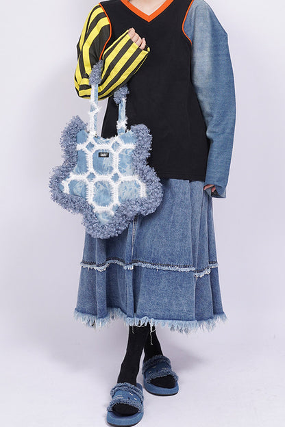 Borsa sottobraccio rétro in denim