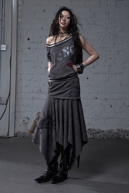 Distressed Punk Sleeveless Dress