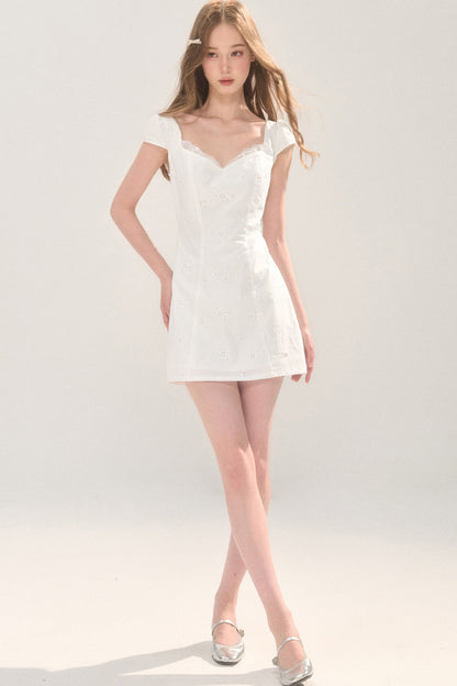 Lace Trim Eyelet Embroidery Cotton Dress
