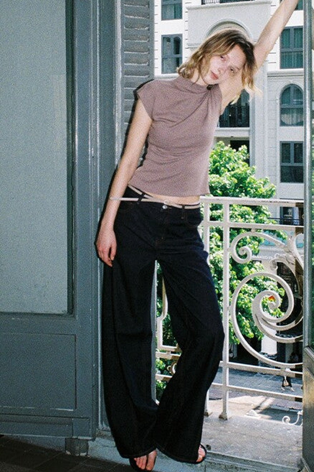 Ribbed Lyocell Short Sleeve Top