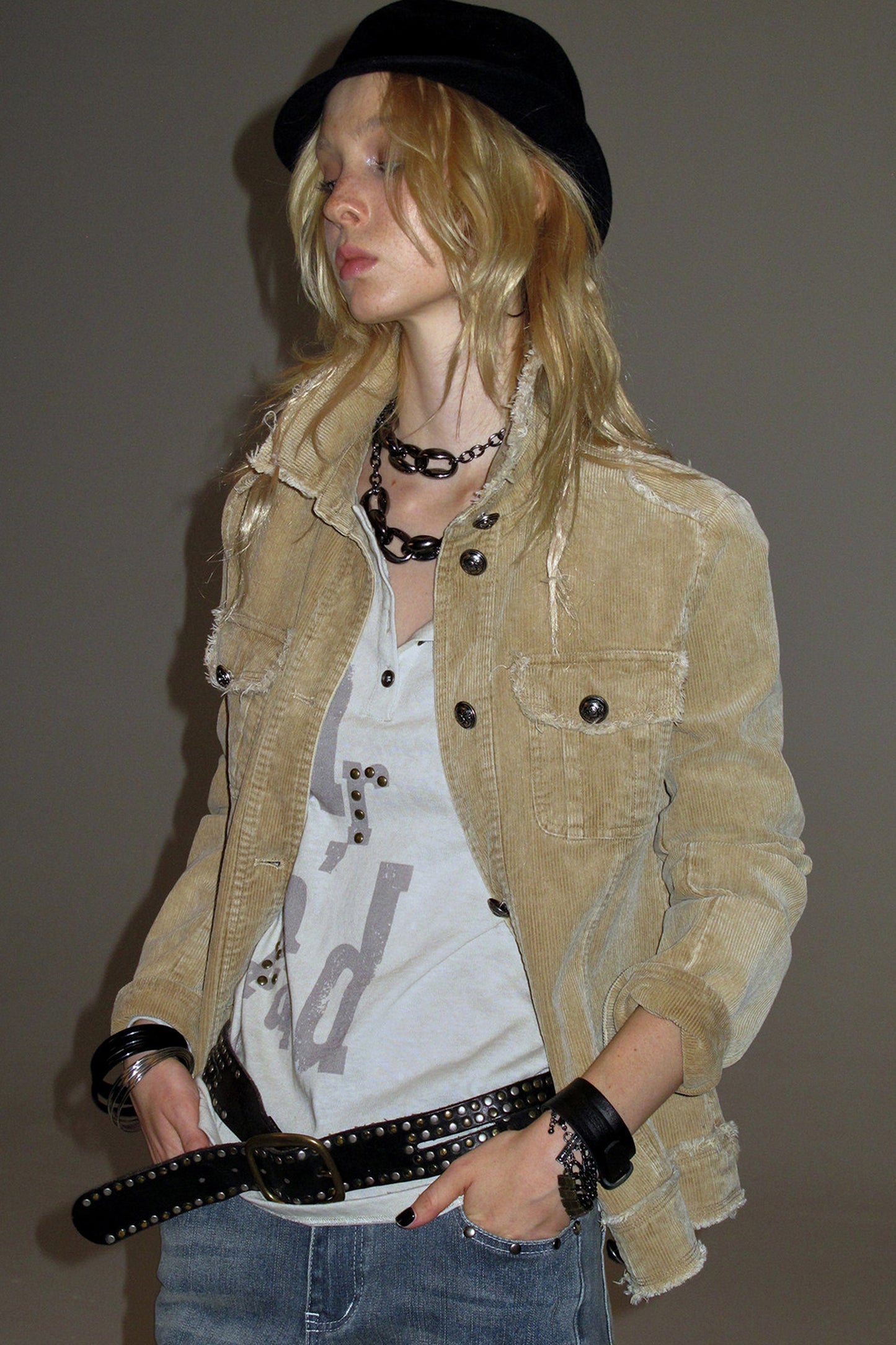 Distressed Corduroy Retro Jacket