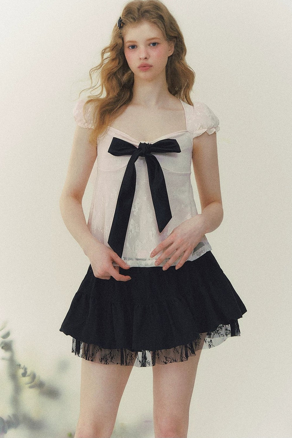 Summer Square Neck Bow Blouse