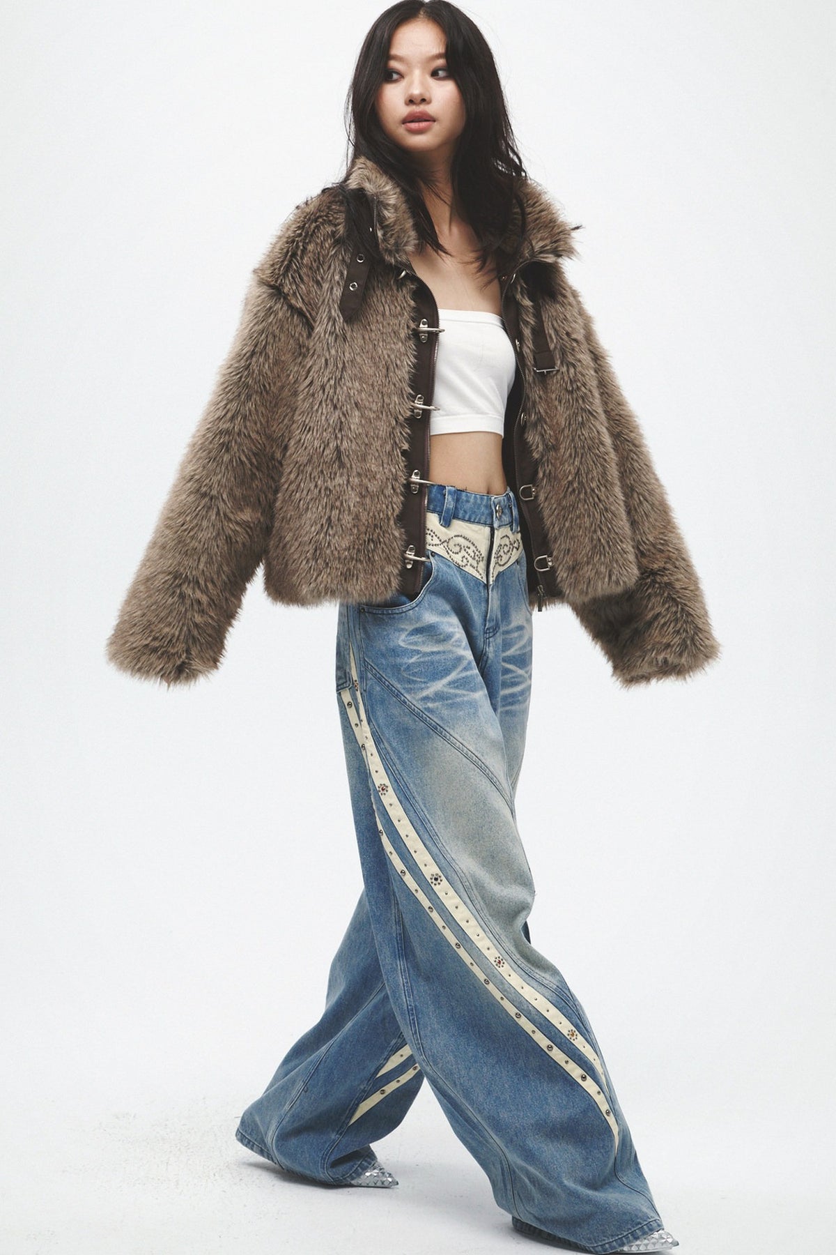 Striped Wide Leg Jeans