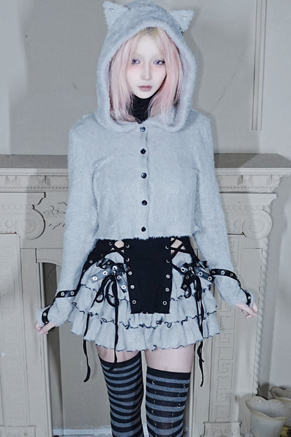 Plush Knit Bow Cake Skirt