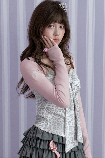 Pink Leopard Sweetheart Top