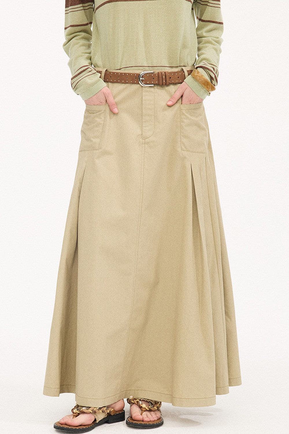 Pleated Pocket Umbrella Skirt