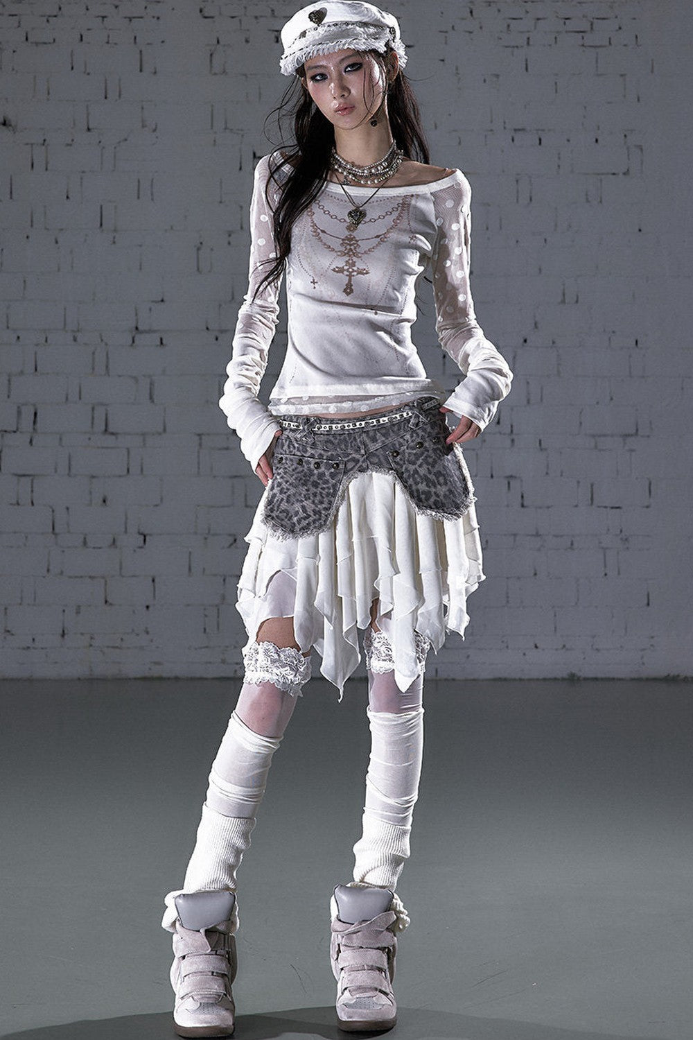 Baroque Flocked Wing Embroidered Blouse