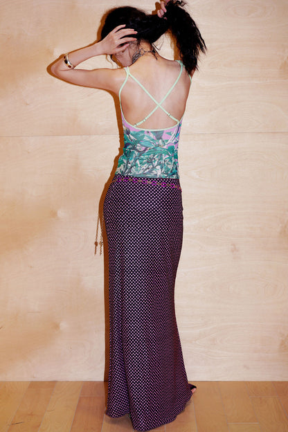 Gonna a coda di pesce rétro a pois