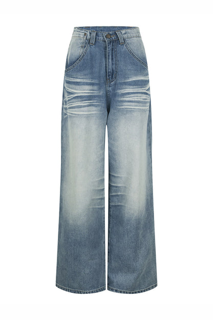 Vintage Distressed Wide-Leg Jeans