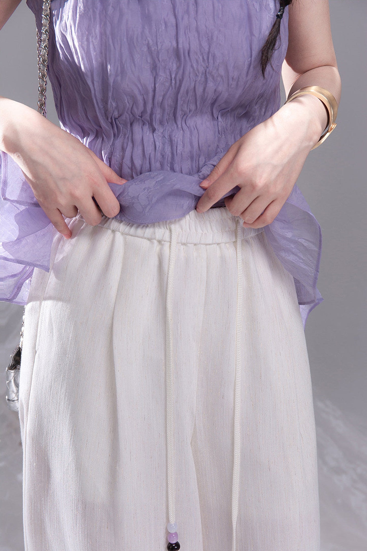 Linen Striped Wide-Leg Pants