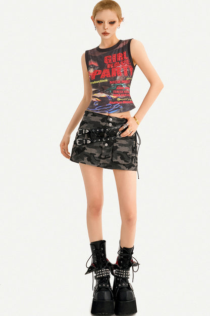 Gilet rock con graffiti americani