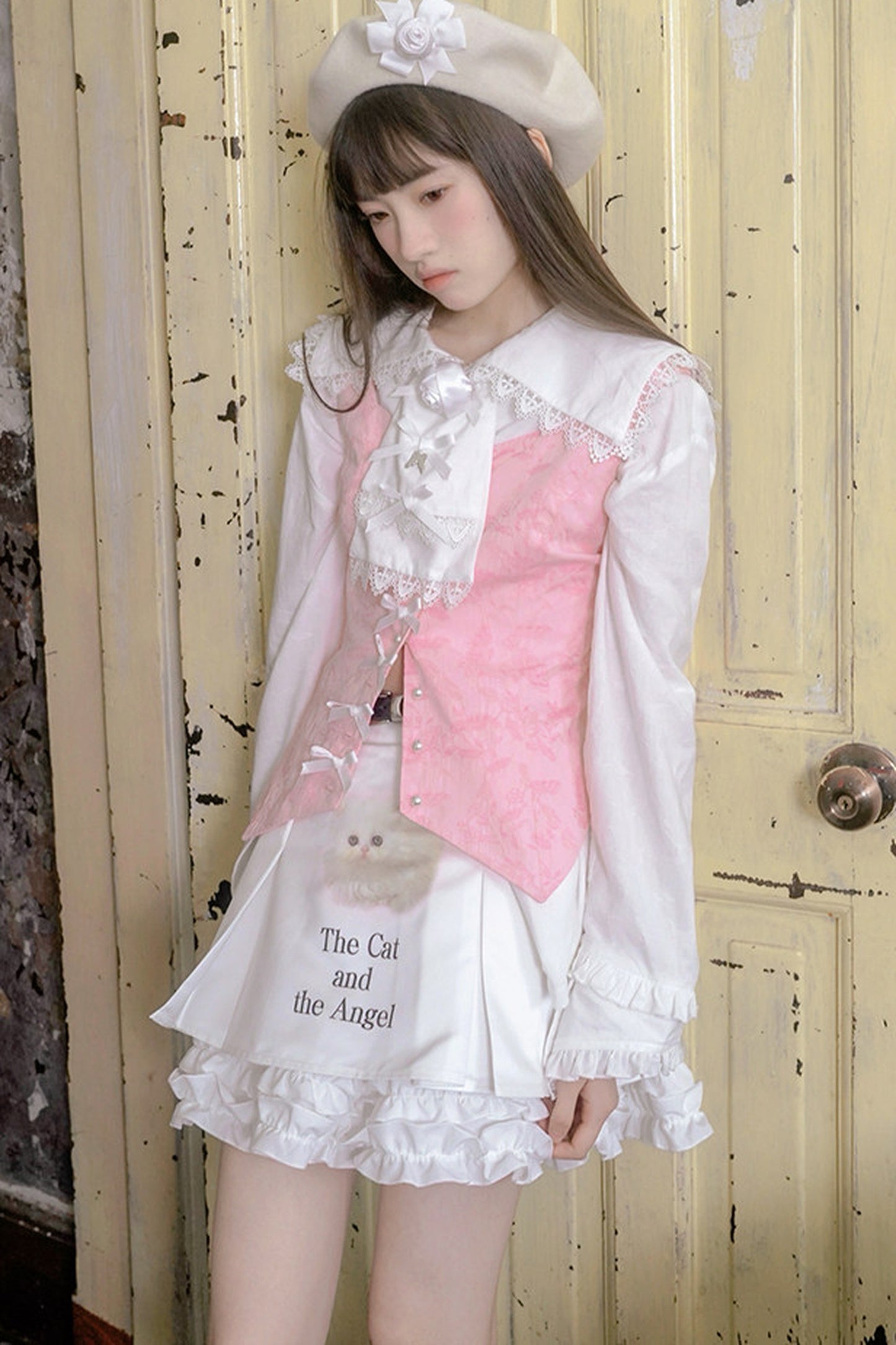 Butterfly Buckle Jacquard Cotton Vest