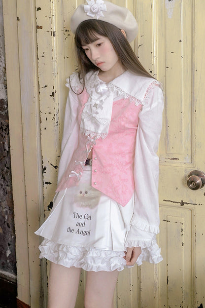 Butterfly Buckle Jacquard Cotton Vest