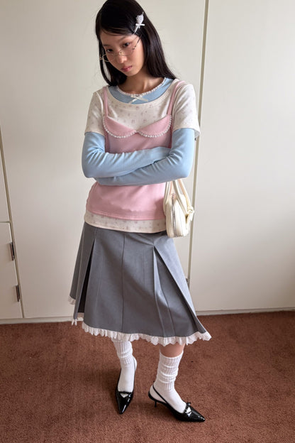 Patchwork Layered-Look Long-Sleeve T-Shirt