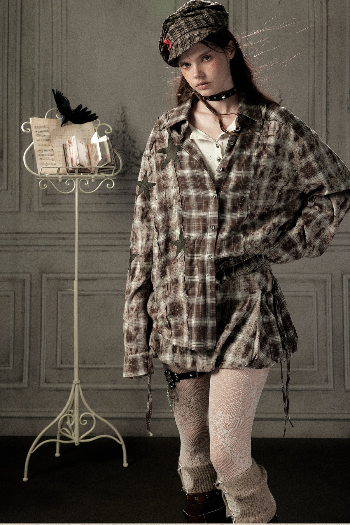 Coffee-Colored Plaid Shirt