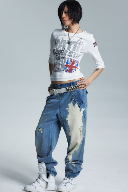 Asymmetrical Neckline Printed Top