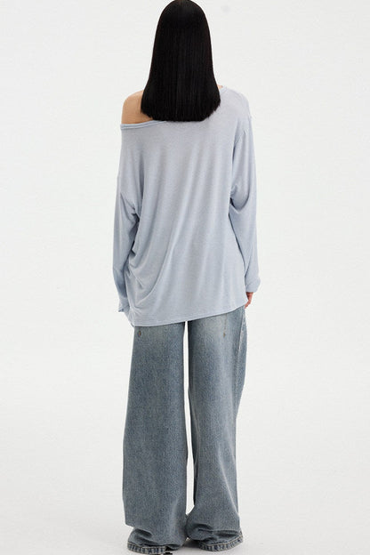 Distressed Rhinestone Off-Shoulder Top