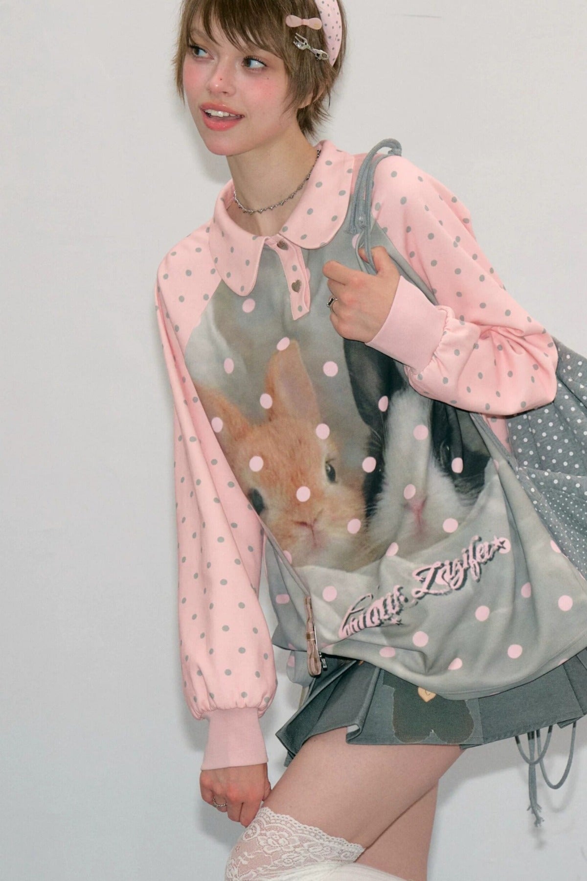 Pink Rabbit Polka Dot Sweatshirt