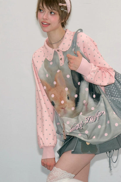 Pink Rabbit Polka Dot Sweatshirt