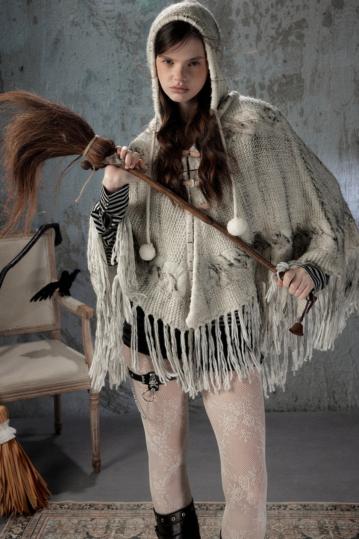 Knitted Hooded Cape