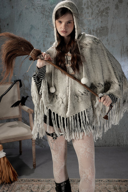 Knitted Hooded Cape