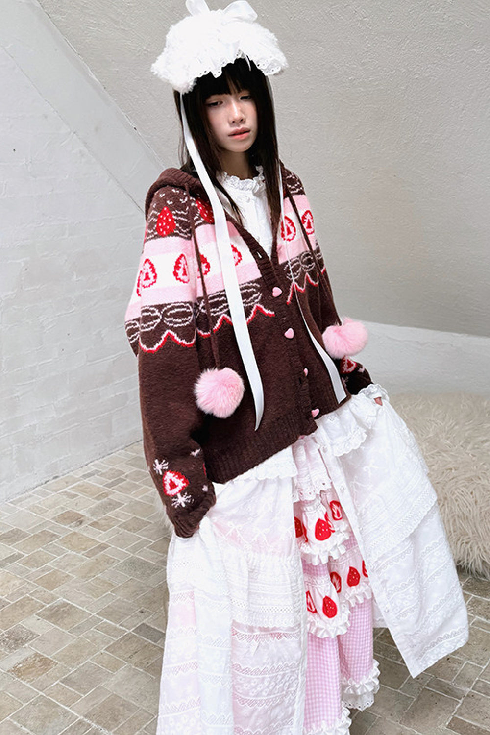 Strawberry Chocolate Fair Isle Cardigan