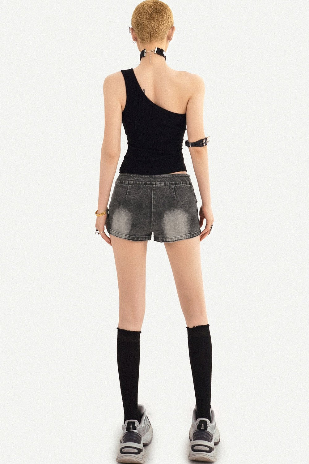 Punk Nieten-Jeansshorts