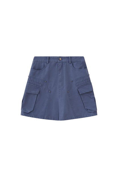 Washed Coffee Cargo A-Line Skirt