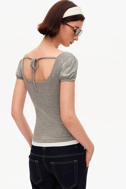 Lyocell Puff Sleeve Knit Top