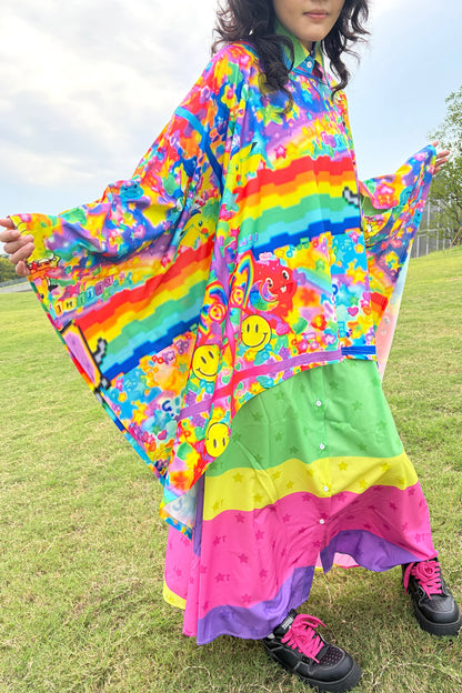 Rainbow Smiley Print Oversized Top