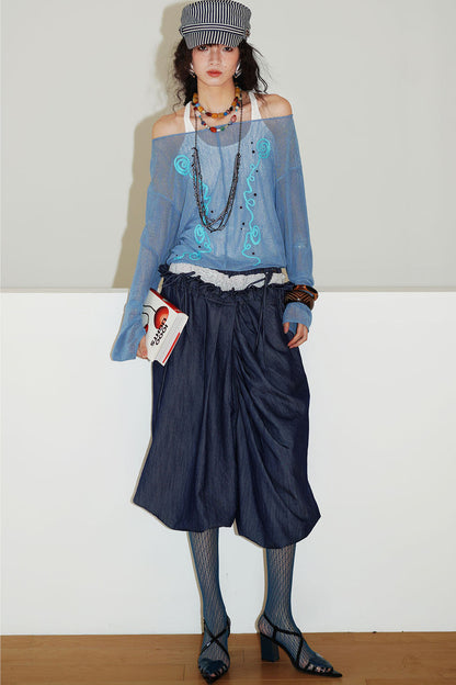 Textured Mesh Embroidery Top