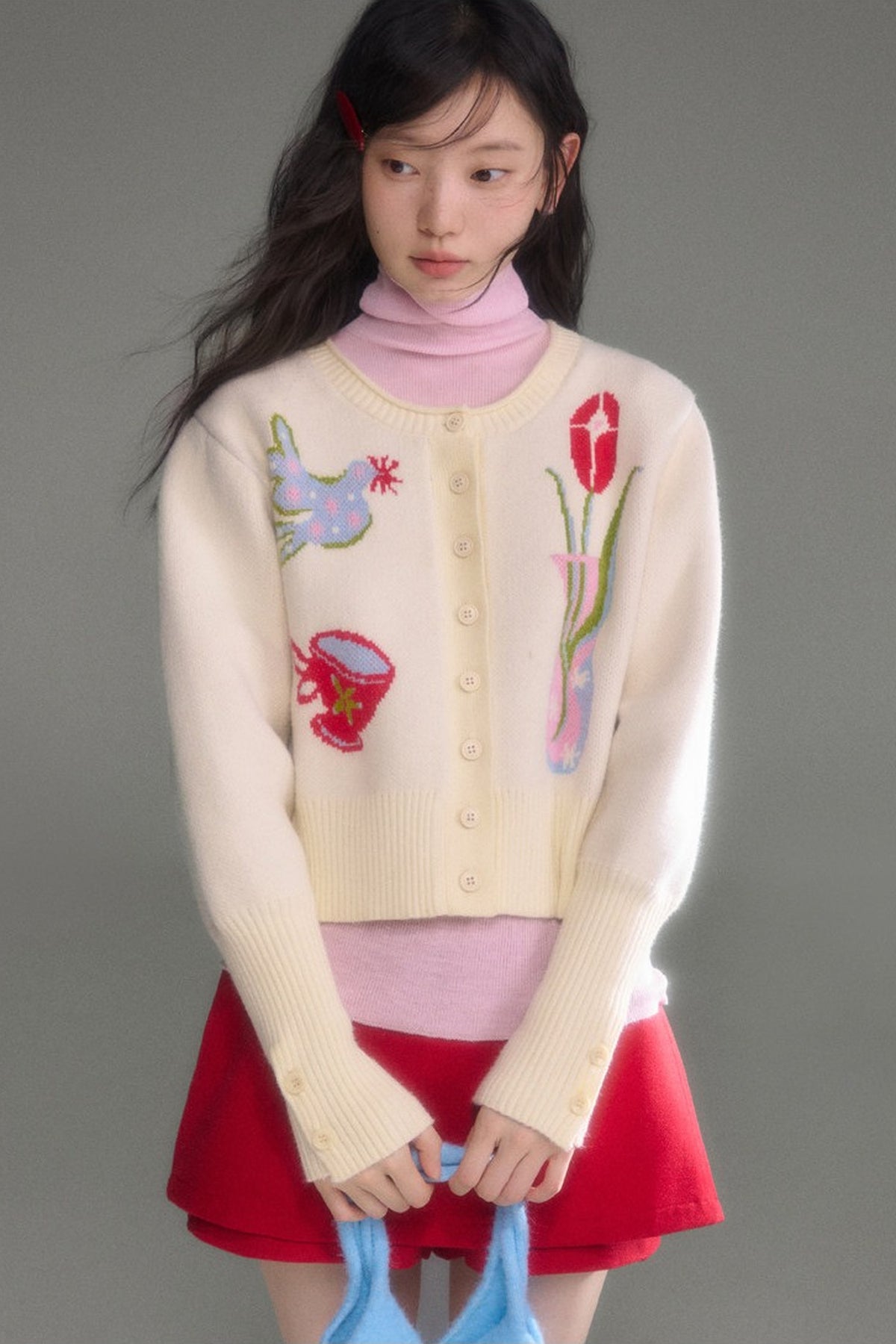 Red Berry A-Line Layered-Look Skirt