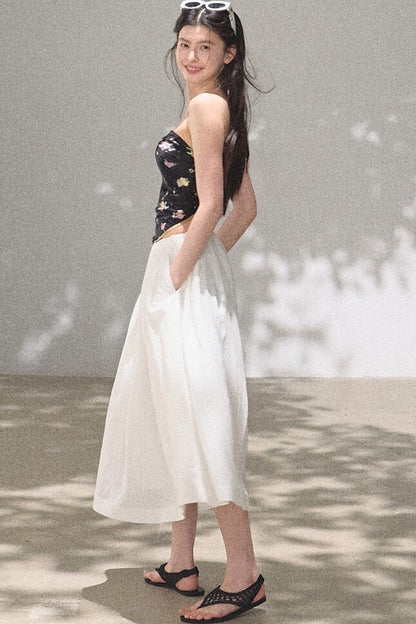 Lyocell Linen Texture A-Line Skirt