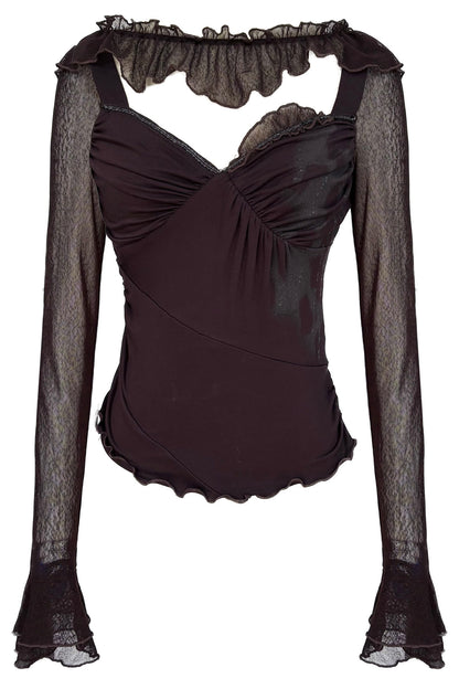 Knitted Lace Collar Patchwork Top