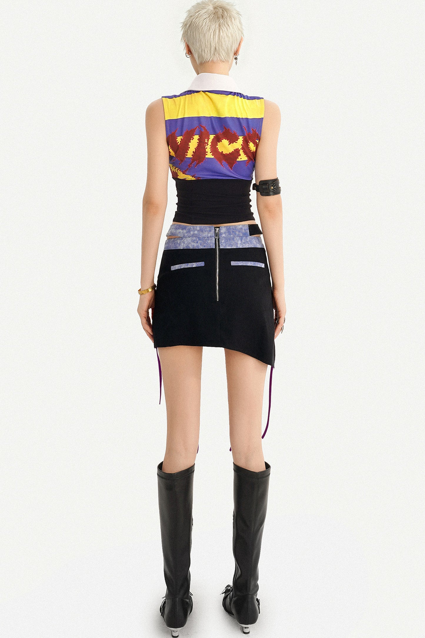 Y2K Jersey Collar Corset Tank Top